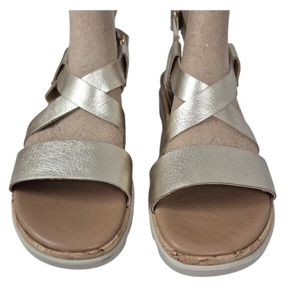 The Flexx SHEA Curtis Gold Metallic Leather Wedge sneaker Sandals Sz 7.5 Strappy - Picture 1 of 6